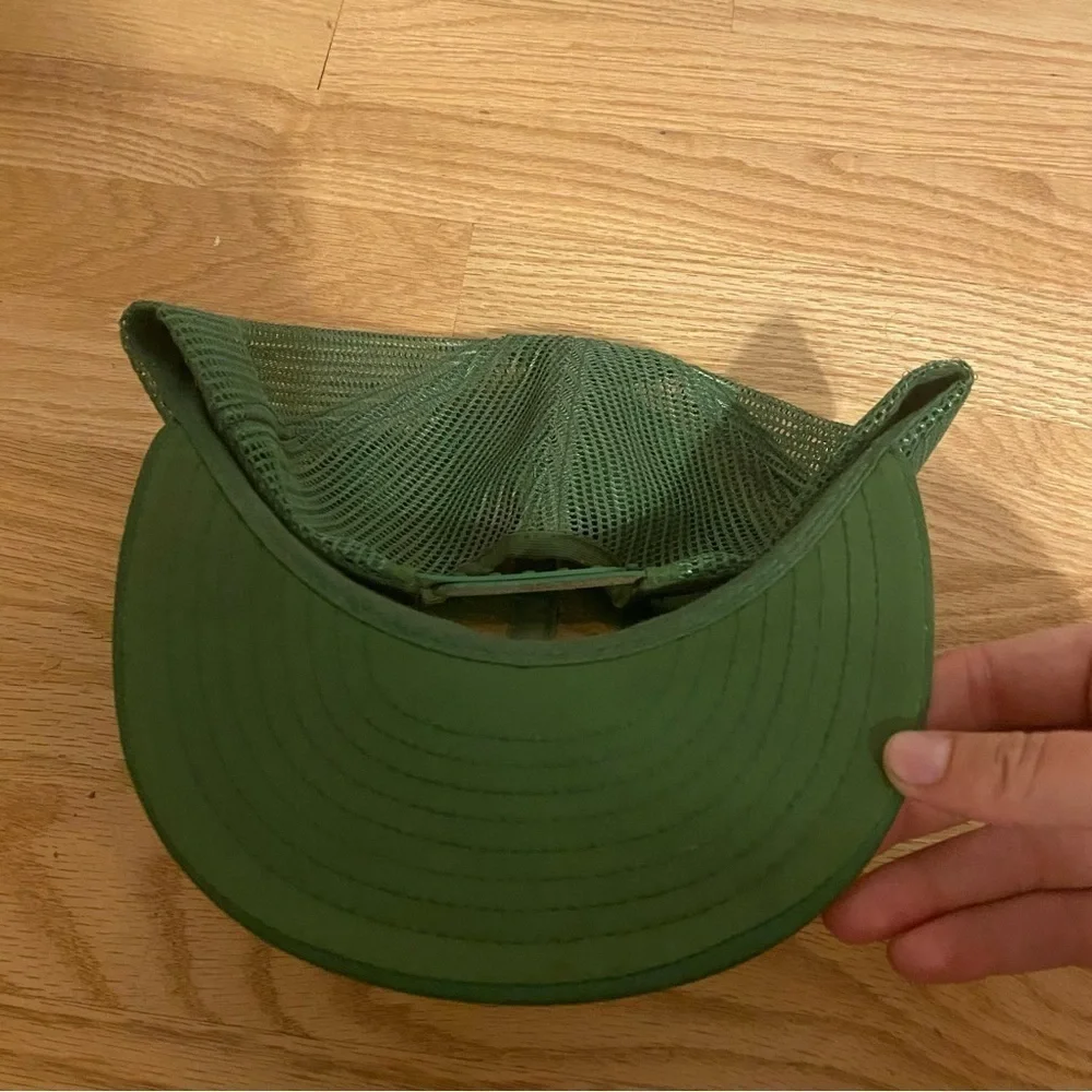 Vintage John Deere Running Deer Patch Snap Back Mesh Hat K Products RARE Green
